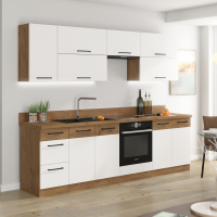 Spodní skříňka VEGA D40 3S BB, bílá extra vysoký lesk HG / dub lancelot