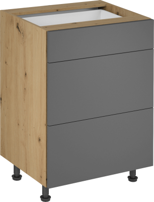 Spodní skříňka, dub artisan / šedý mat, s PUSH UP, LANGEN D60S3