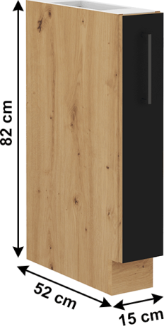 Spodní skříňka s kovovým košíkem, černý mat / dub artisan, Monro 15 D CARGO