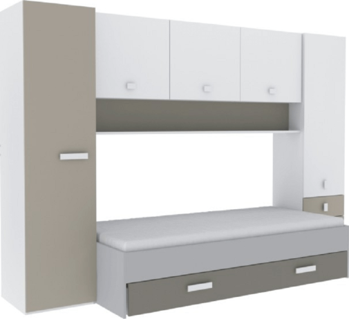 Sestava dětského nábytku TIDY, bílá / šedohnědá taupe