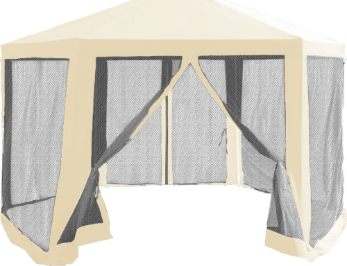 Stanový altán do zahrady, 3,9x2,5x3,9m, béžová / černá, RINGE TYP 2 + 6 bočních stran