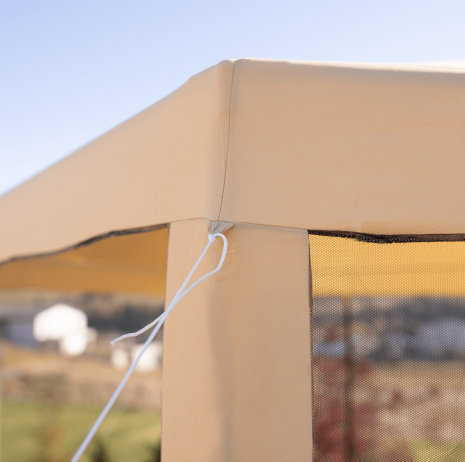 Stanový altán do zahrady, 3,9x2,5x3,9m, béžová / černá, RINGE TYP 2 + 6 bočních stran