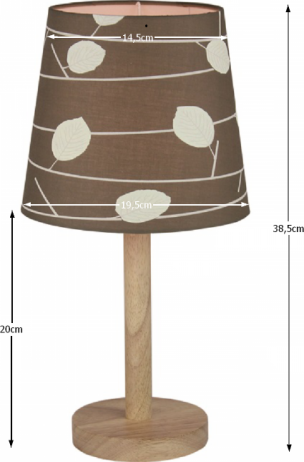 Stylová stolní lampa QENNY TYP 6, dřevo / látka vzor listy