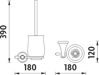 Toaletní WC kartáč LADA, staroměď