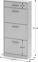 Botník, trojřadý, výklopný, jednozásuvkový, bílá, šířka 60cm, SINGA 311