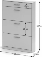 Botník, trojřadý, výklopný, jednozásuvkový, bílá, šířka 85cm, SINGA 321