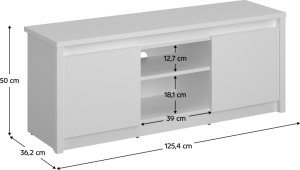 TV stolek 2D/125, bílá, ERODIN