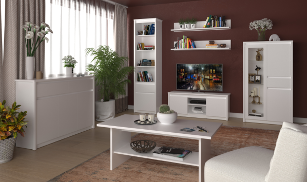 TV stolek 2D/125, bílá, ERODIN