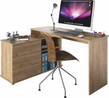 Univerzální rohový PC stůl, dub artisan, TERINO