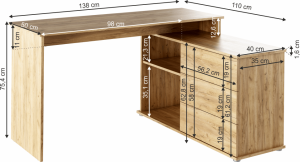Univerzální rohový PC stůl, dub artisan, TERINO