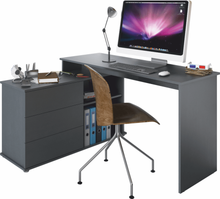 Univerzální rohový PC stůl, grafit, TERINO