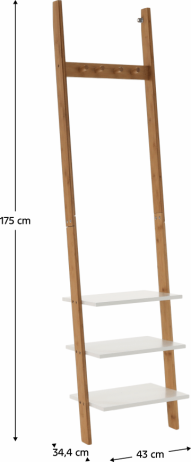 Věšák s policemi, bílá / bambus, MARIKE TYP 1