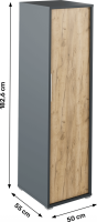 Věšáková skříň, grafit / dub artisan, RIOMA NEW TYP 20