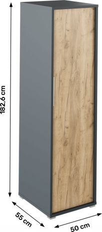 Věšáková skříň, grafit / dub artisan, RIOMA NEW TYP 20
