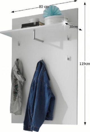 Věšákový panel, bílá extra vysoký lesk, SPACE