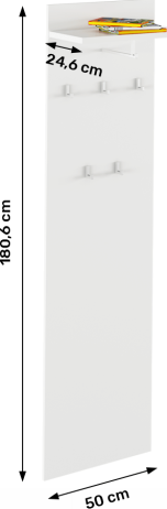 Věšákový panel, bílá, RIOMA TYP 19
