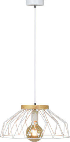 Visící lampa, bílá/přírodní, dřevo/kov, TREX TYP 2