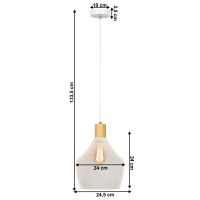 Visící lampa, bílá/přírodní, KOLEN