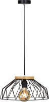 Visící lampa, černá/přírodní, dřevo/kov, TREX TYP 2