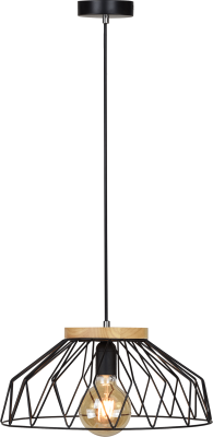 Visící lampa, černá/přírodní, dřevo/kov, TREX TYP 2