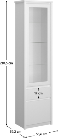 Vitrína 1D1W1S, bílá, ERODIN