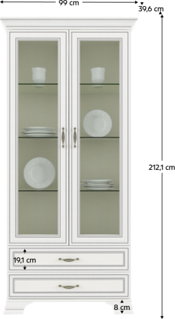 Vitrína TIFFY 2W2S, woodline krém