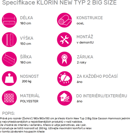 Závěsné houpací křeslo, šedohnědá TAUPE, KLORIN NEW TYP 2 BIG SIZE CACOON HAMMOCK