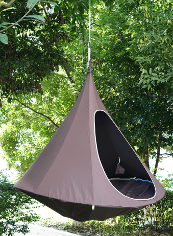Závěsné houpací křeslo, šedohnědá TAUPE, KLORIN NEW TYP 2 BIG SIZE CACOON HAMMOCK
