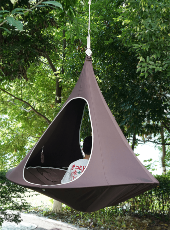 Závěsné houpací křeslo, šedohnědá TAUPE, KLORIN NEW TYP 2 BIG SIZE CACOON HAMMOCK