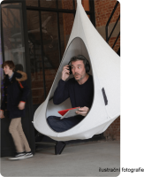 Závěsné houpací křeslo, světle šedá, KLORIN NEW KLASIK CACOON HAMMOCK