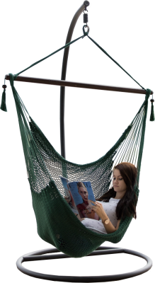 Závěsné houpací křeslo, tmavozelená/hnědá, BASKO
