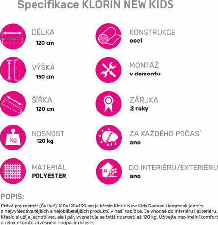 Závěsné houpací křeslo, zelená, KLORIN NEW KIDS CACOON HAMMOCK