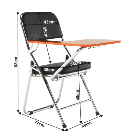 Židle s deskou na psaní, černá/přírodní, TEKER